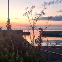 Vaade merele terrassilt Ristna sadamas Ristna sadam terrassi vaade merele päikeseloojangul